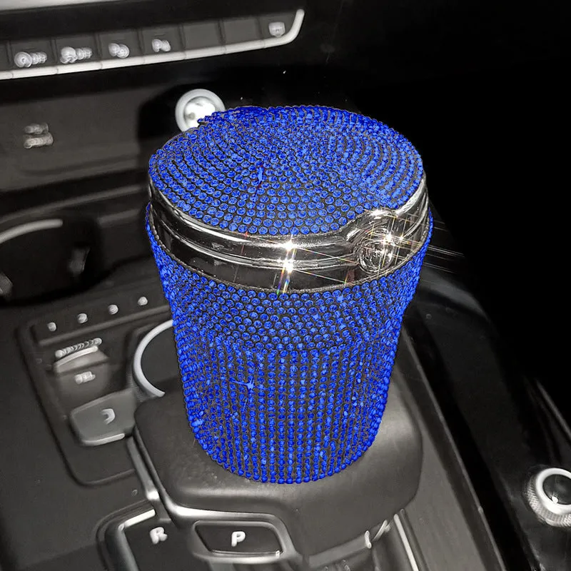 Creative covered diamond inlaid car ashtray with rhinestone finish, 7.5cm size, multi-colour option