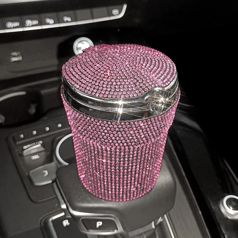 Creative covered diamond inlaid car ashtray with rhinestone finish, 7.5cm size, multi-colour option