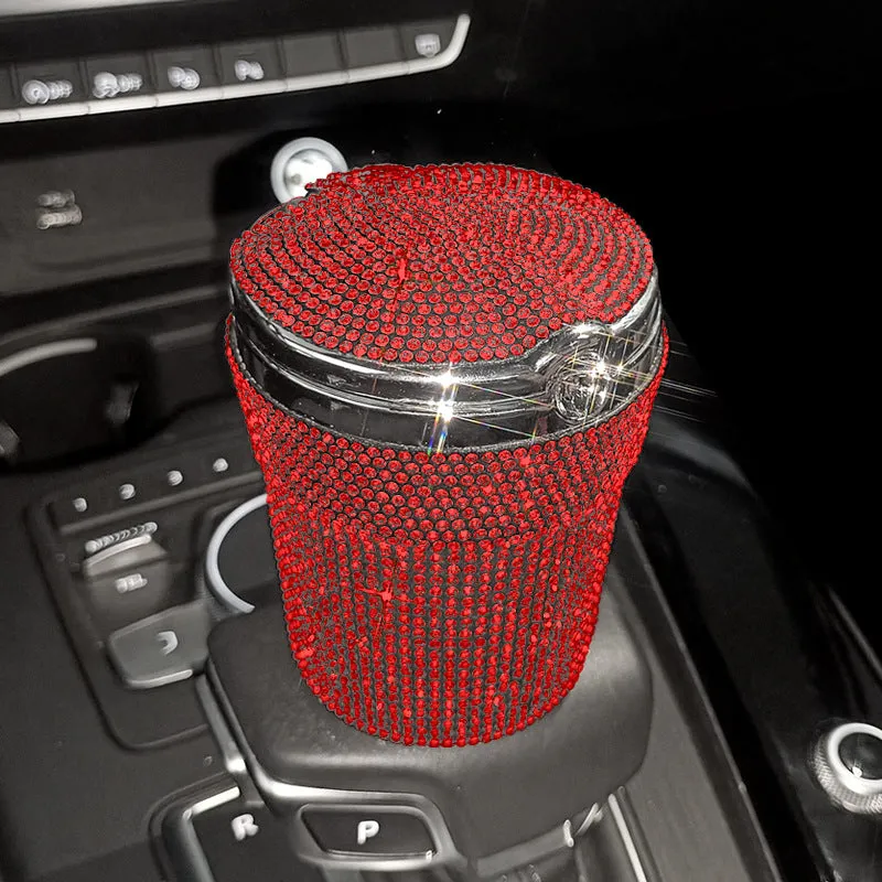 Creative covered diamond inlaid car ashtray with rhinestone finish, 7.5cm size, multi-colour option