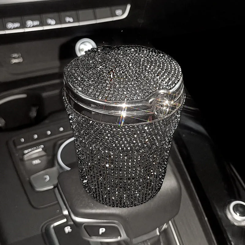 Creative covered diamond inlaid car ashtray with rhinestone finish, 7.5cm size, multi-colour option