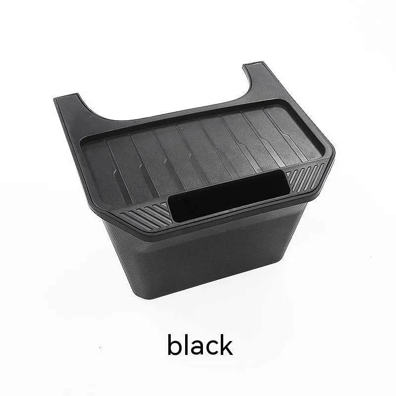 Black rectangular plastic rear middle storage box with handle on car seat