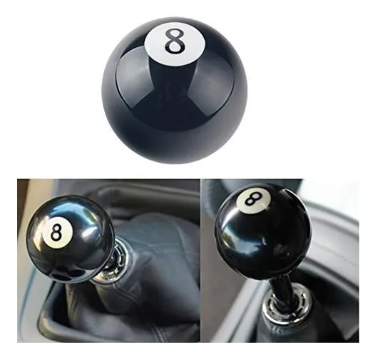 Classic 8 ball acrylic gear shift knob in black, 2.68 inch diameter, universal fit for most Japanese cars