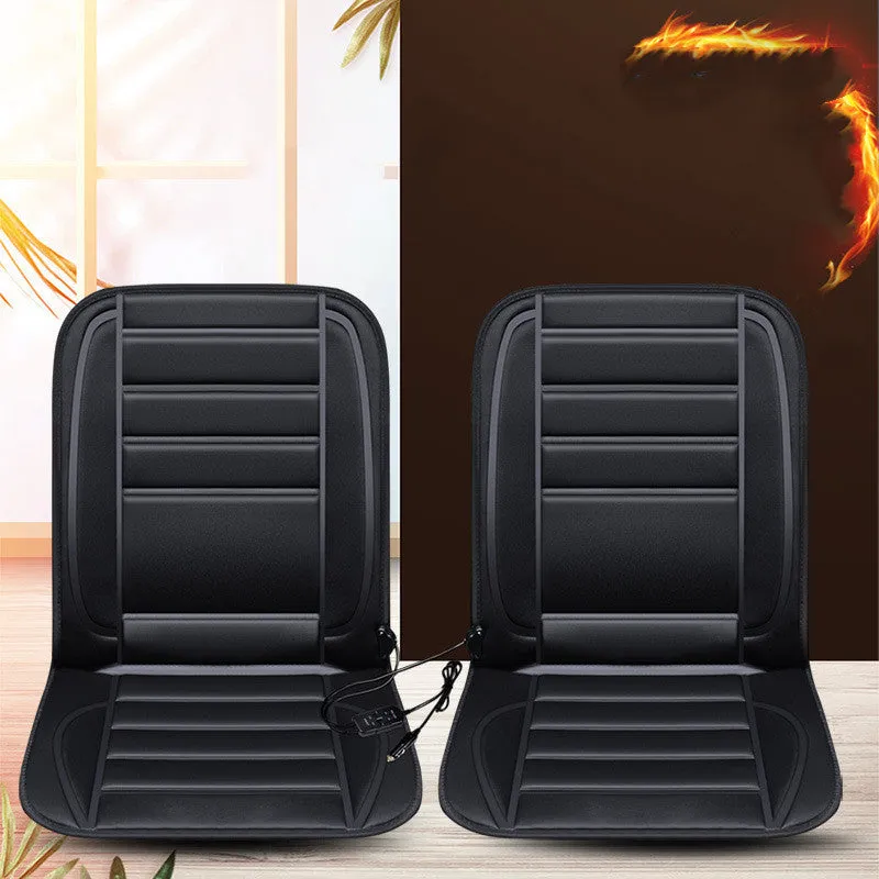 On board heated seat cushion checkered single seat black fibre material winter thermal insulation 98x48cm