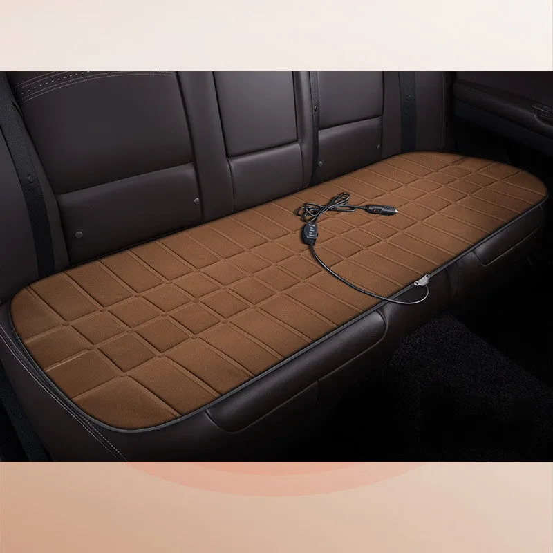 On board heated seat cushion checkered single seat black fibre material winter thermal insulation 98x48cm