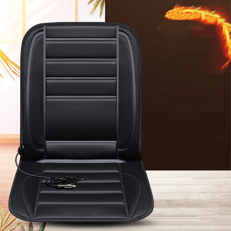 On board heated seat cushion checkered single seat black fibre material winter thermal insulation 98x48cm
