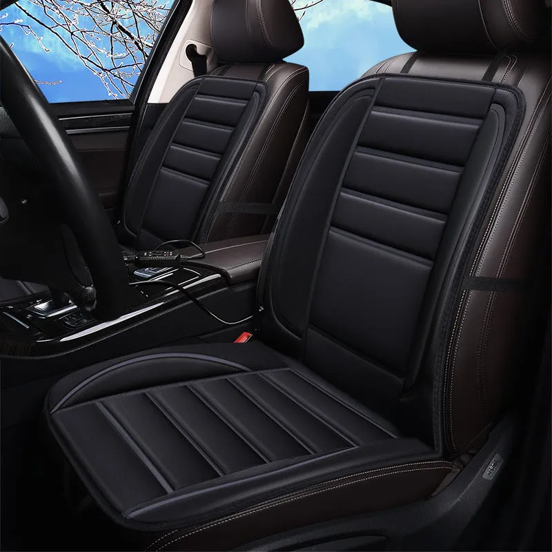 On board heated seat cushion checkered single seat black fibre material winter thermal insulation 98x48cm