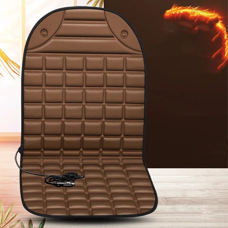 On board heated seat cushion checkered single seat black fibre material winter thermal insulation 98x48cm