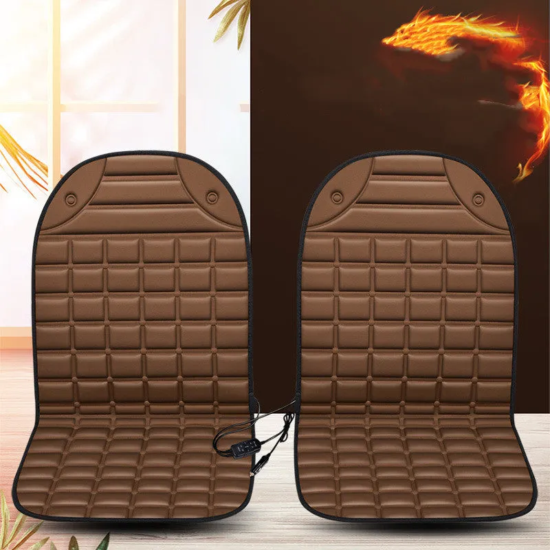 On board heated seat cushion checkered single seat black fibre material winter thermal insulation 98x48cm