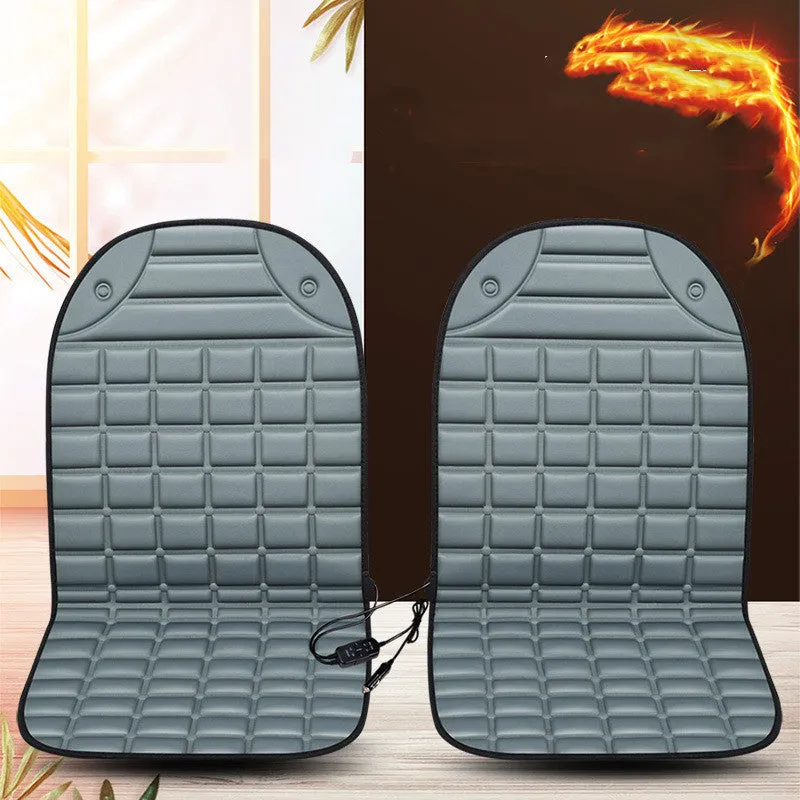 On board heated seat cushion checkered single seat black fibre material winter thermal insulation 98x48cm