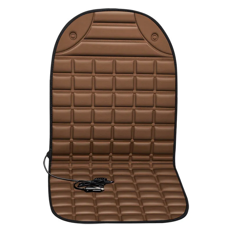 On board heated seat cushion checkered single seat black fibre material winter thermal insulation 98x48cm