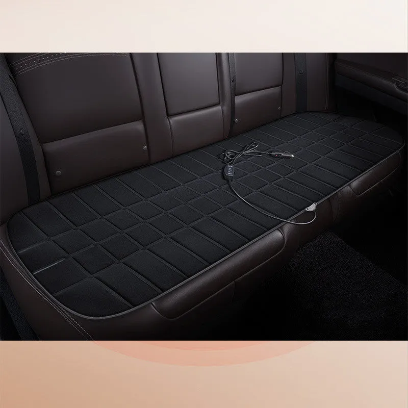 On board heated seat cushion checkered single seat black fibre material winter thermal insulation 98x48cm
