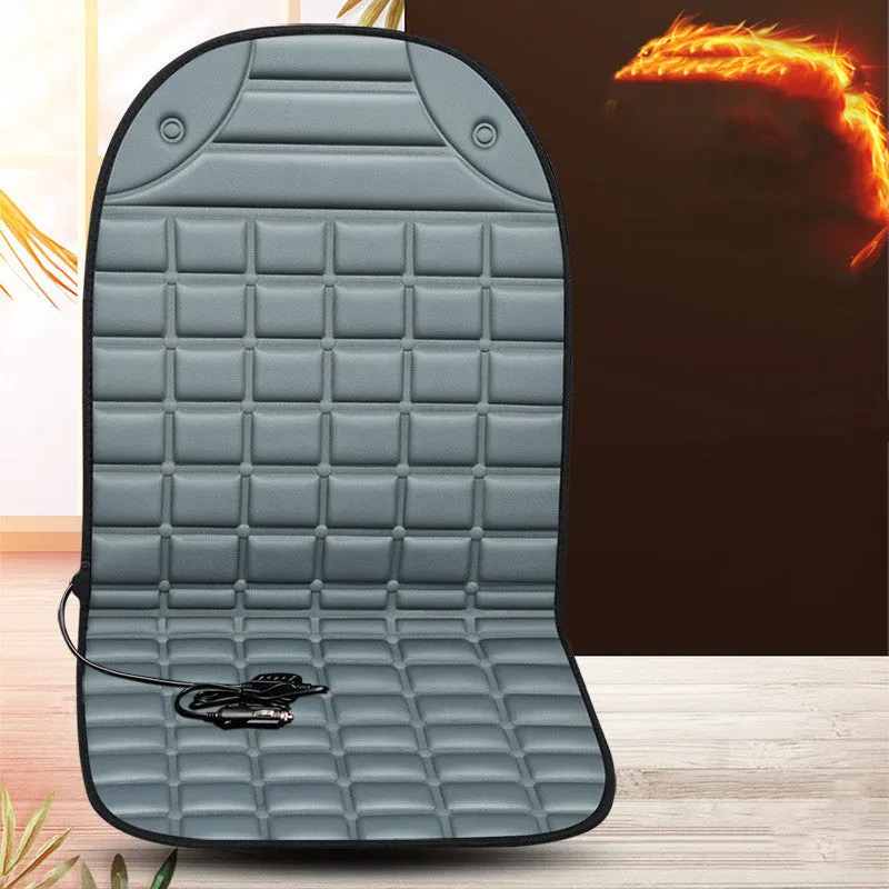 On board heated seat cushion checkered single seat black fibre material winter thermal insulation 98x48cm