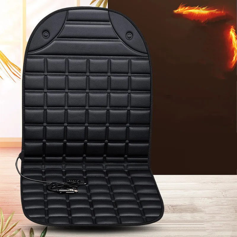 On board heated seat cushion checkered single seat black fibre material winter thermal insulation 98x48cm