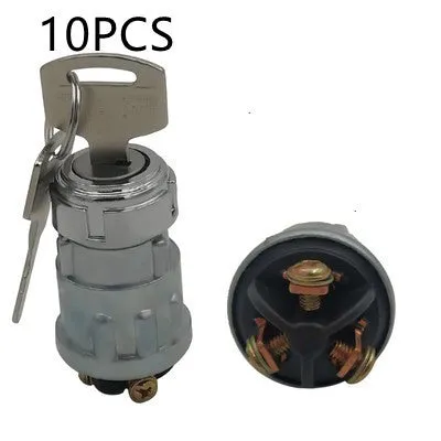 Copper vehicle ignition switch with key for trucks and forklifts.