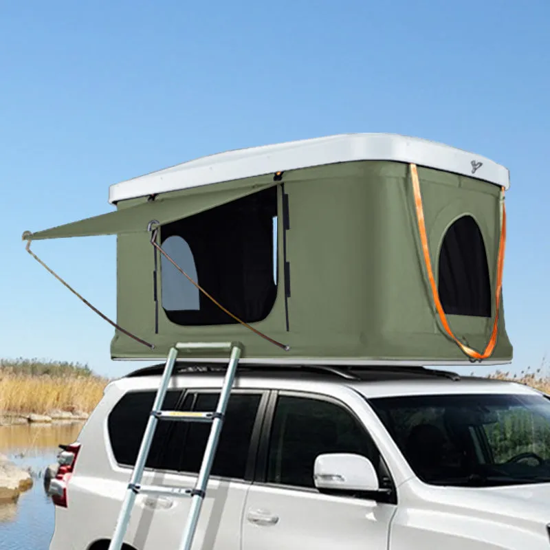Hard shell folding roof tent 210x130x28cm aluminium alloy double tent for self-driving camping camouflage style