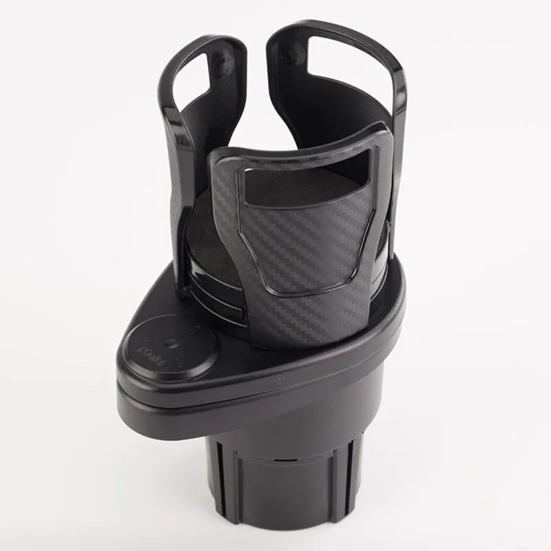 Multifunctional vehicle cup holder in Matt Black with 360° rotating axis mounted on car seat