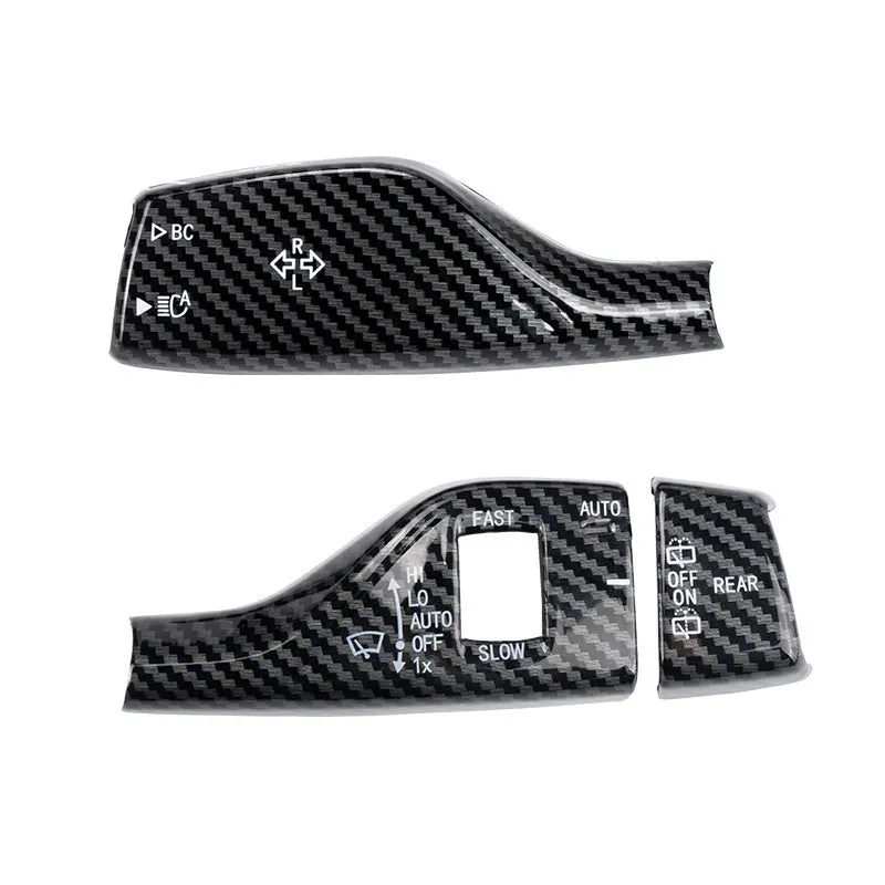 Pair of ABS steering lamp switch rod decorations in carbon fiber pattern for car or SUV lever