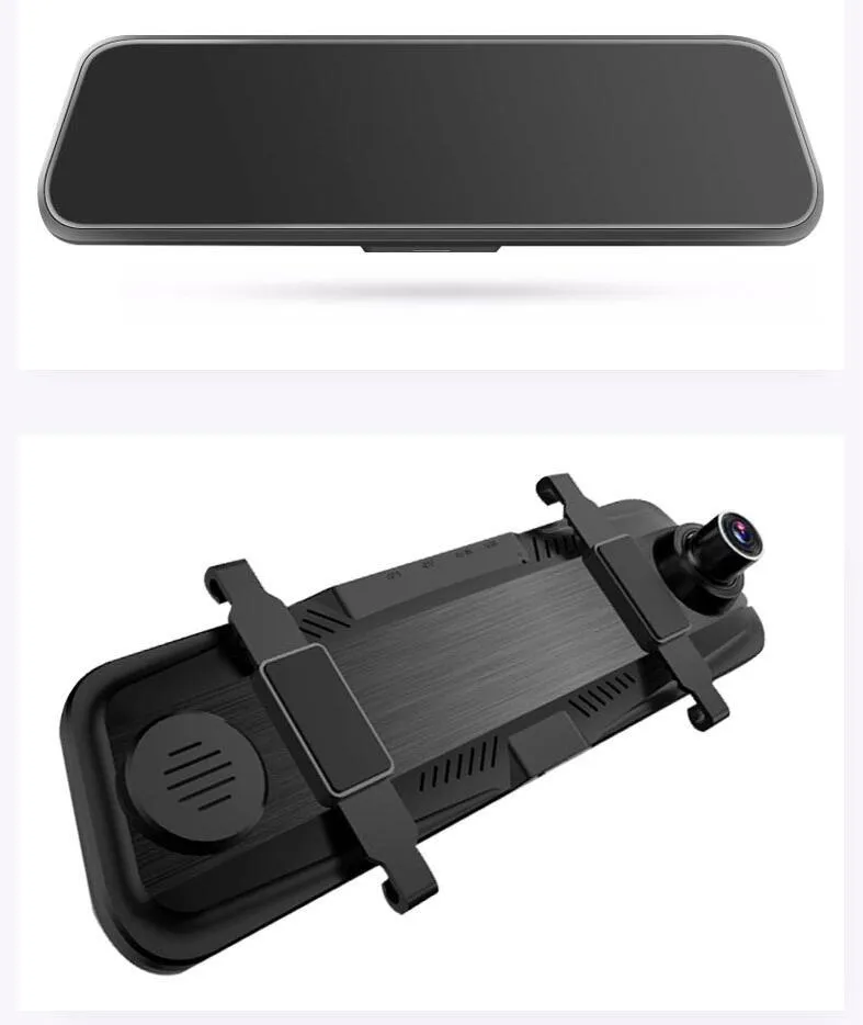 10 inch dual cameras driving recorder with full display screen mounted on car rearview mirror