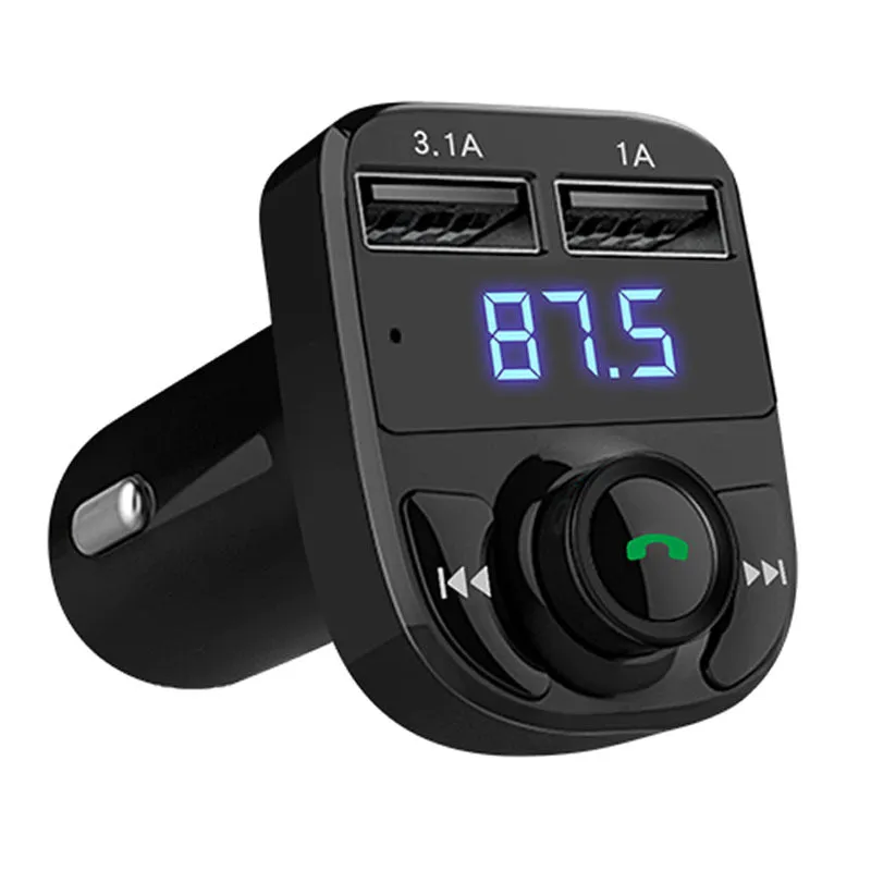 Car MP3 Bluetooth audio player with LED screen and dual USB charger for handsfree calling