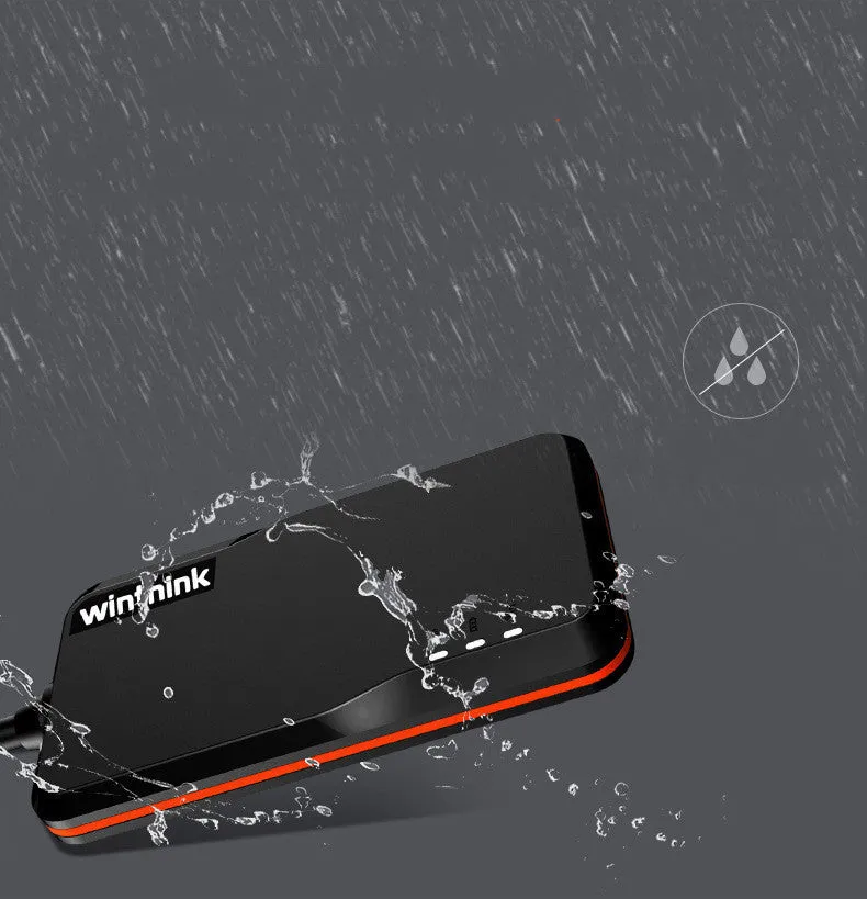 Black automotive GPS locator with ABS casing, 78x41x12mm, for electric vehicle tracking