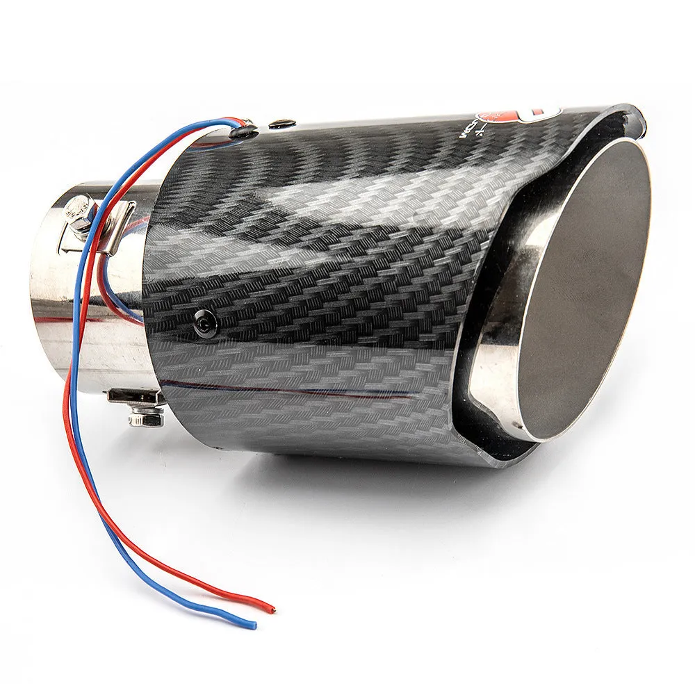 Modified car exhaust pipe with red LED light in crimping style for vehicle customisation