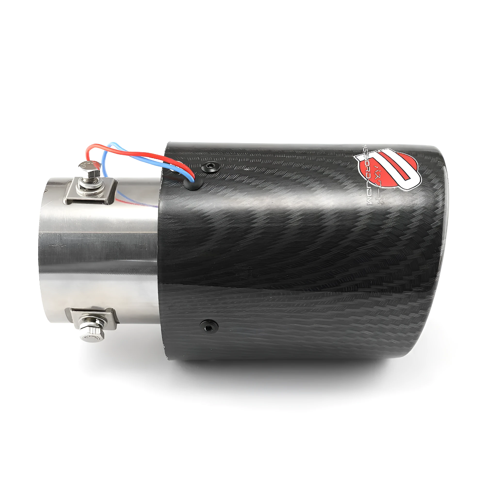 Modified car exhaust pipe with red LED light in crimping style for vehicle customisation