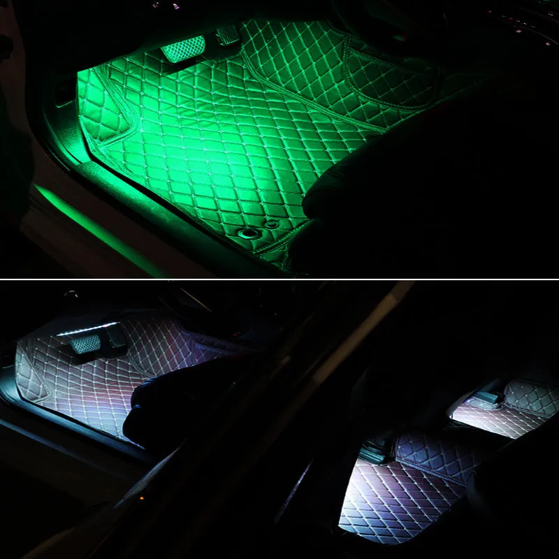 Cool LED car atmosphere light with 48 LEDs in seven colours, ABS material, IP65 waterproof, USB and lighter interfaces