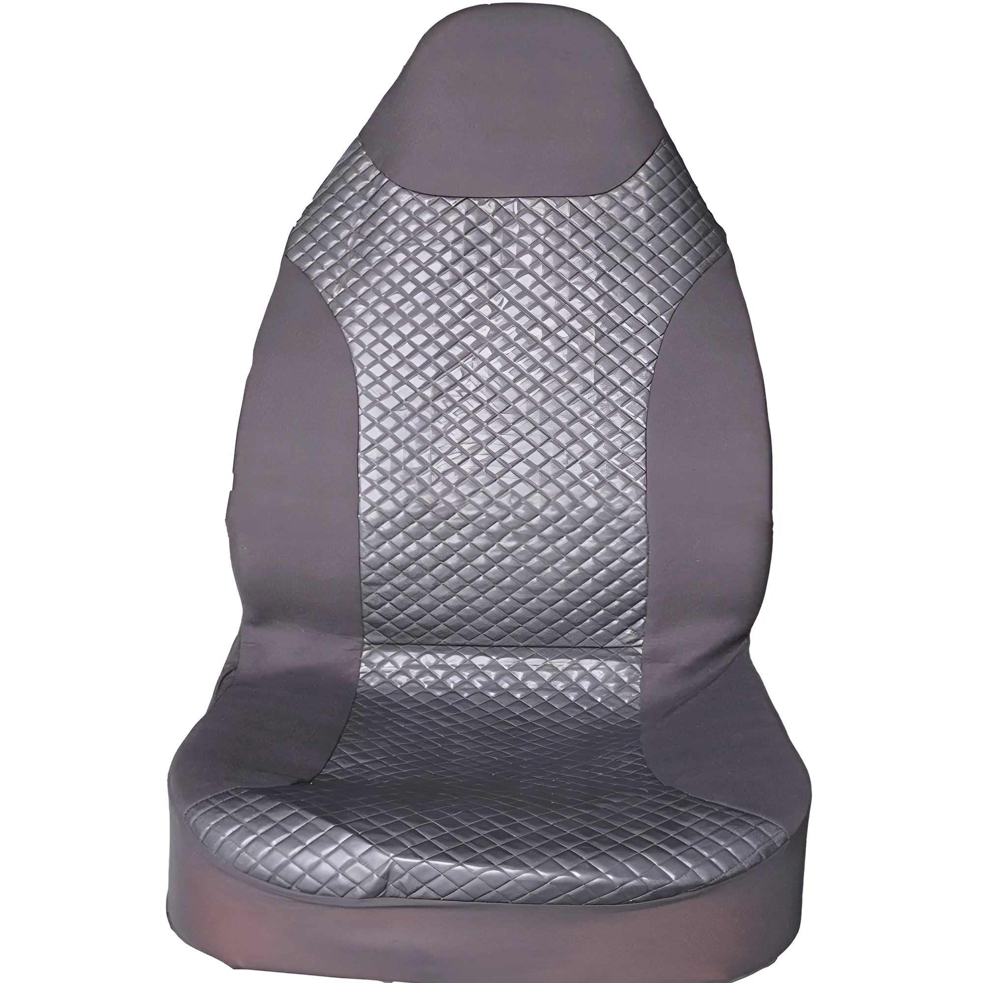 Black quilted automotive seat cover with PU and polyester fabric, plastic hooks