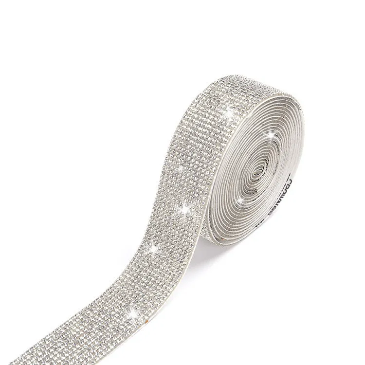 Self-adhesive electroplated glass water drill strip in long strip shape for clothing and shoe decoration