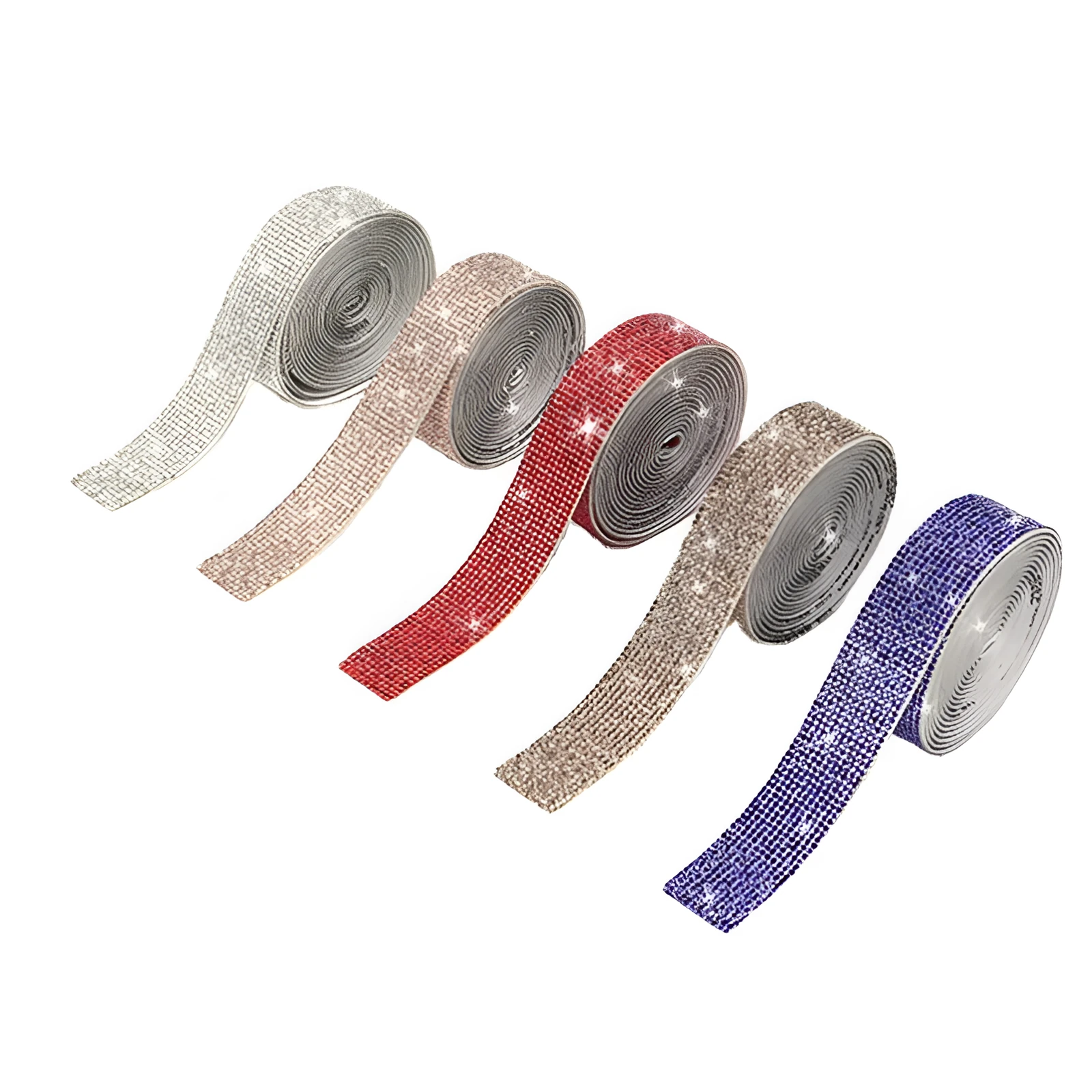Self-adhesive electroplated glass water drill strip in long strip shape for clothing and shoe decoration