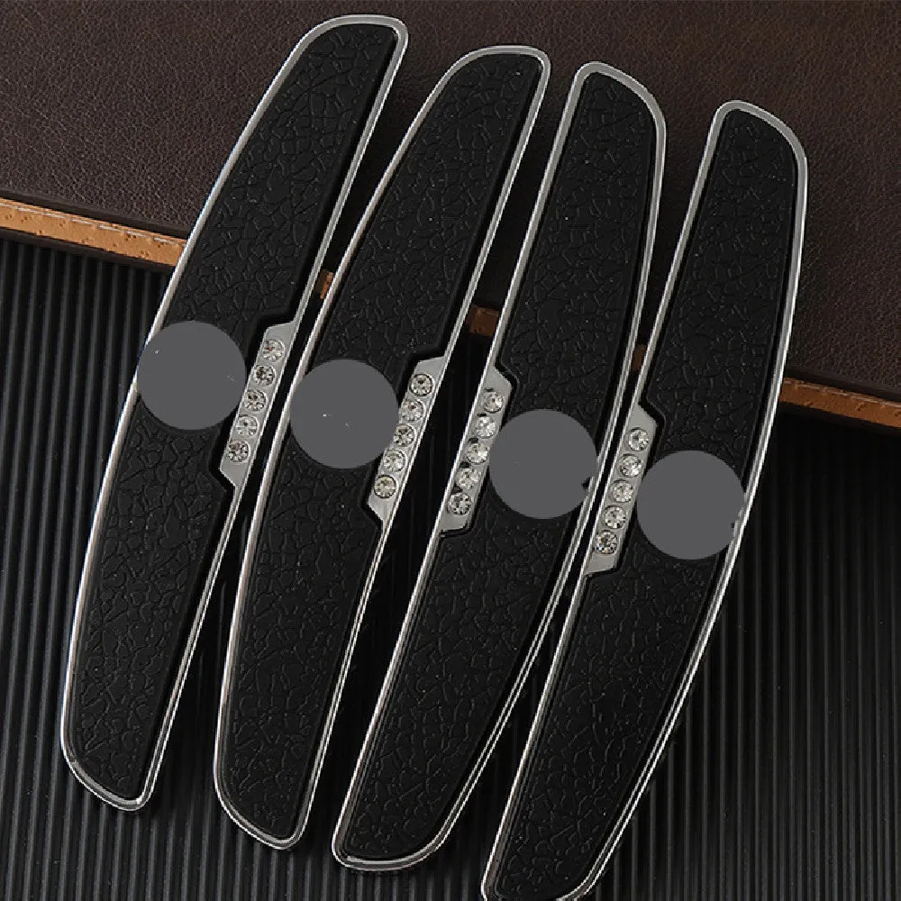 Universal thickened car door edge strip in black with adhesive backing, PVC metal construction, 4 pack