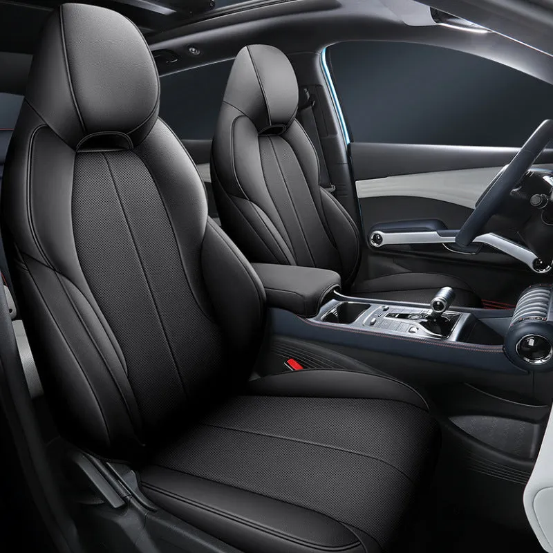 Yuan PLUS car seat cushion cover showing 70x55x18cm dimensions in available colour options