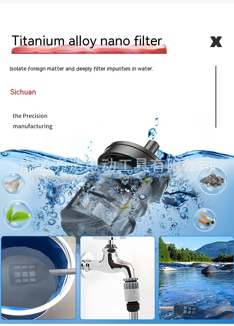 Brushless water gun with stainless steel head 18V for car washing and house cleaning automatic impact 25m spray