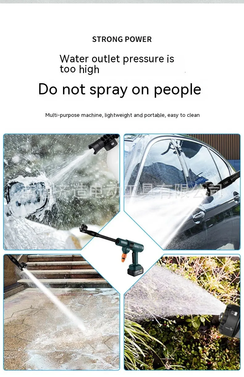 Brushless water gun with stainless steel head 18V for car washing and house cleaning automatic impact 25m spray