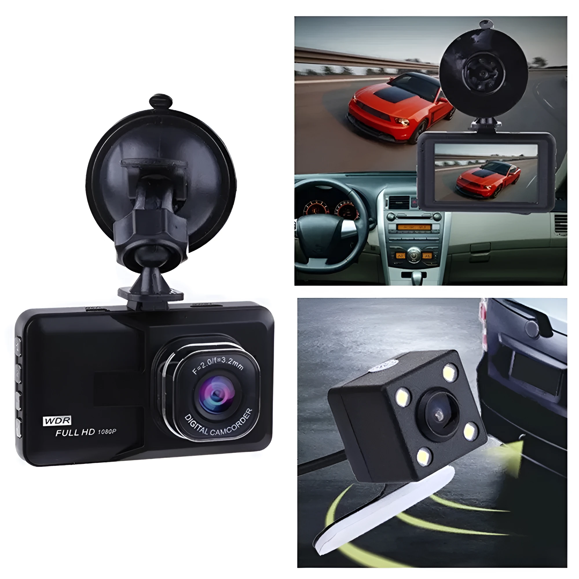 140 degree wide angle 12MP mini driving recorder with TF card slot and USB interface