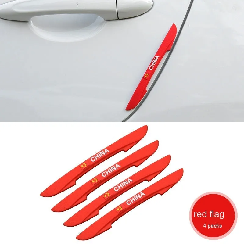 Car door bumper strip in transparent flag colour, PVC material, 15x1.5 cm, on a vehicle door edge