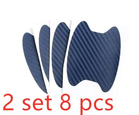 4-piece carbon fibre car handle sticker set in black for scratch-resistant door handle protection