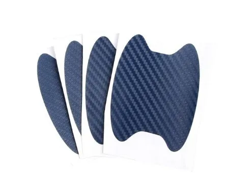 4-piece carbon fibre car handle sticker set in black for scratch-resistant door handle protection