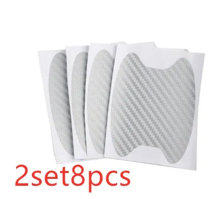 4-piece carbon fibre car handle sticker set in black for scratch-resistant door handle protection