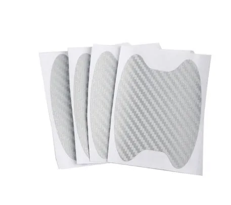 4-piece carbon fibre car handle sticker set in black for scratch-resistant door handle protection