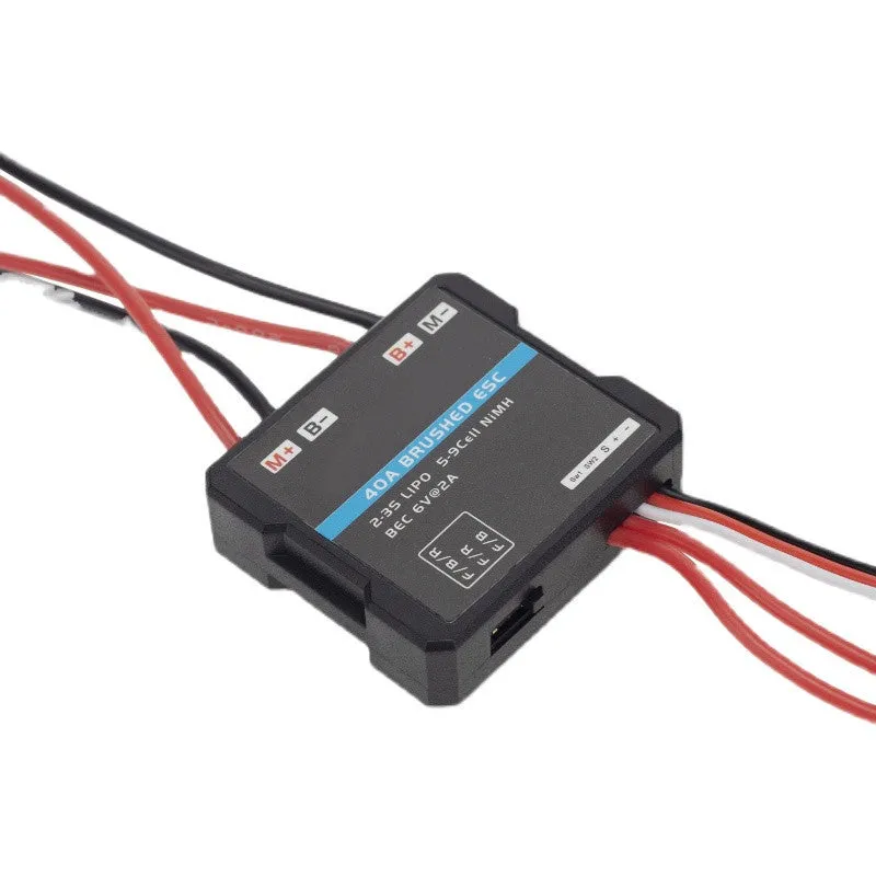 Small 40A brushed electronic speed controller for 1/16 and 1/18 scale RC vehicles