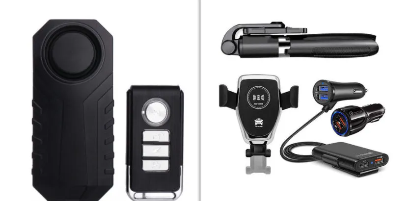 Car charger accessories set with USB adapter and connectors for vehicle use