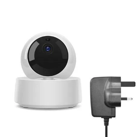 Sonoff 1080P HD WiFi indoor security camera with motion detection and 360-degree viewing angle on a white background