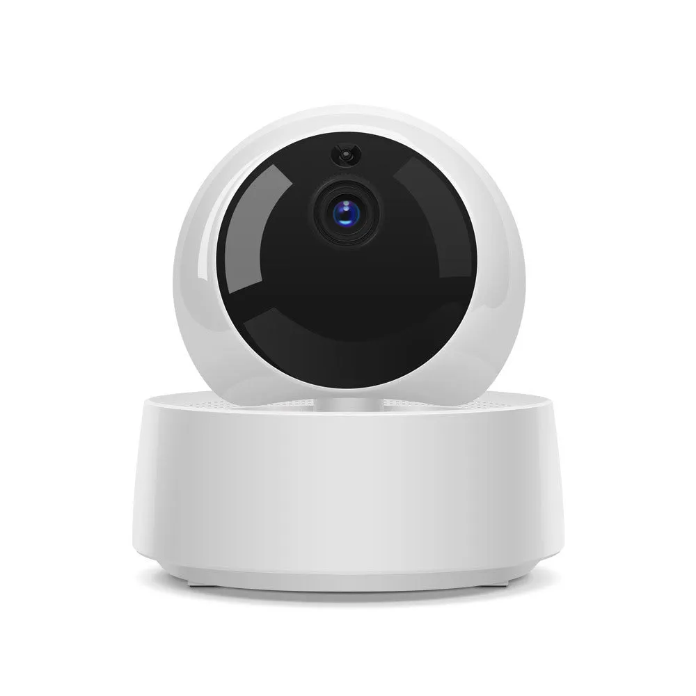 Sonoff 1080P HD WiFi indoor security camera with motion detection and 360-degree viewing angle on a white background