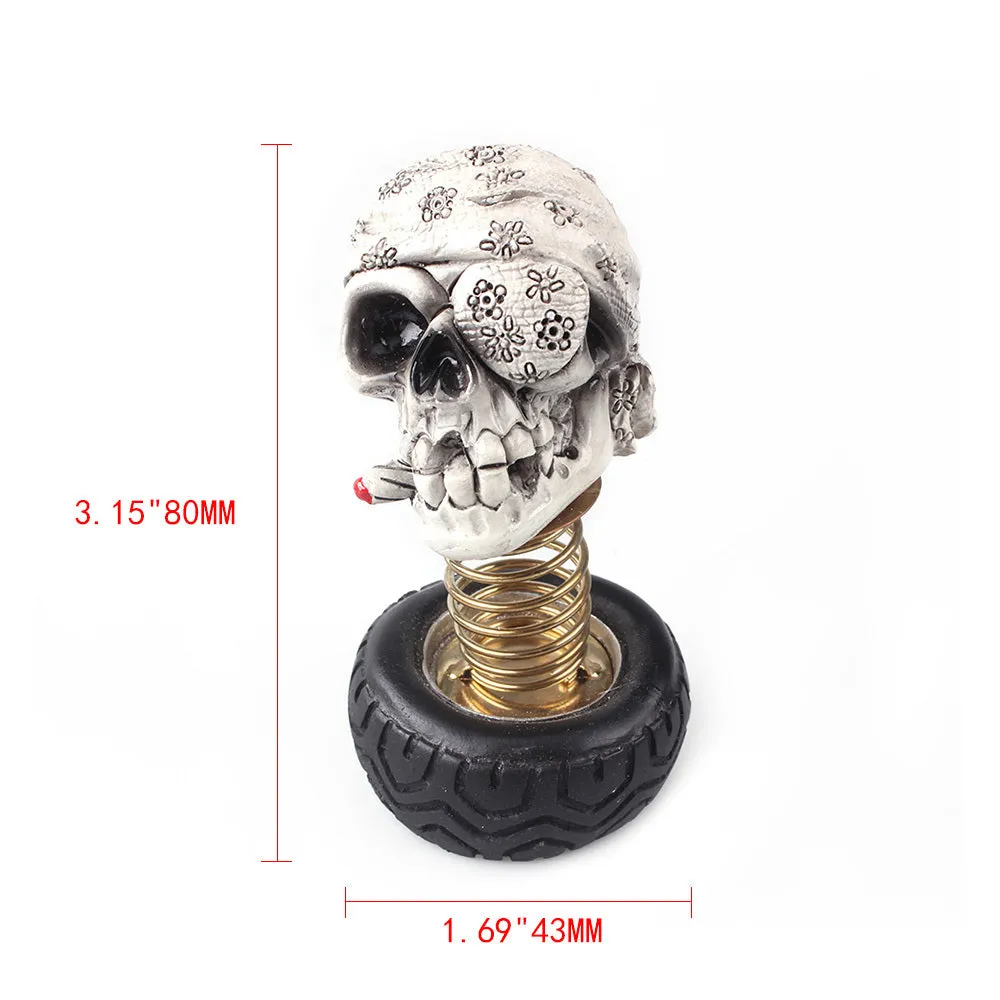 Resin skull car decoration in military cap style with swing head and sticker fix