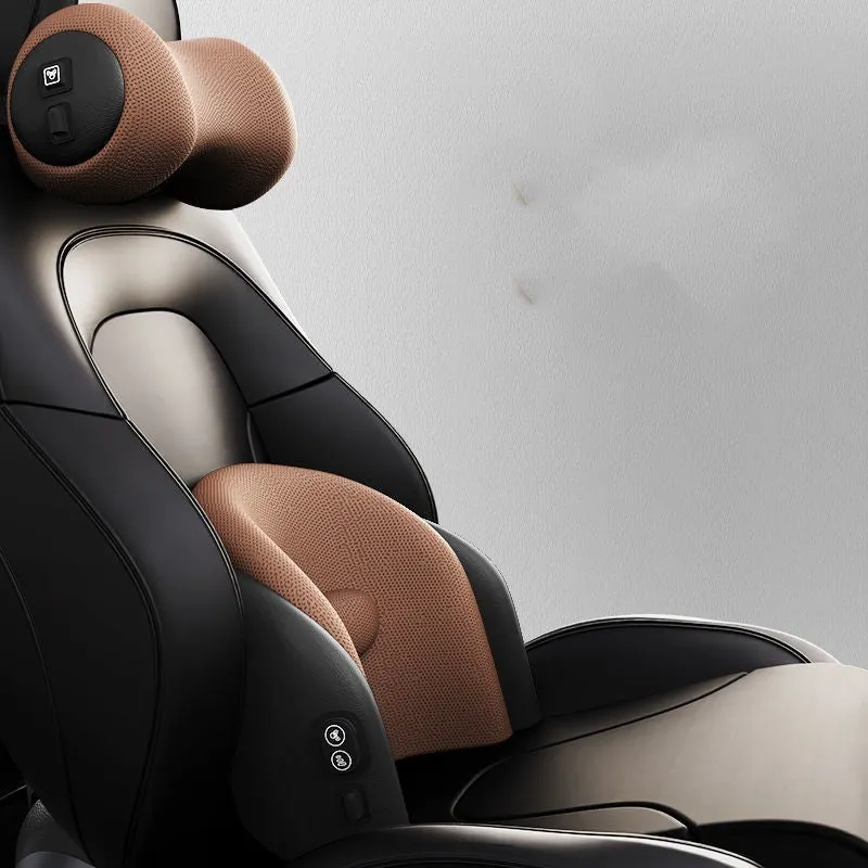 Car electric massage cushion with memory cotton construction in classic black colour on vehicle seat