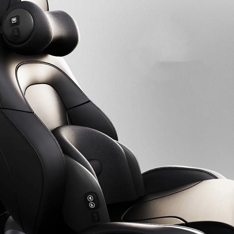 Car electric massage cushion with memory cotton construction in classic black colour on vehicle seat