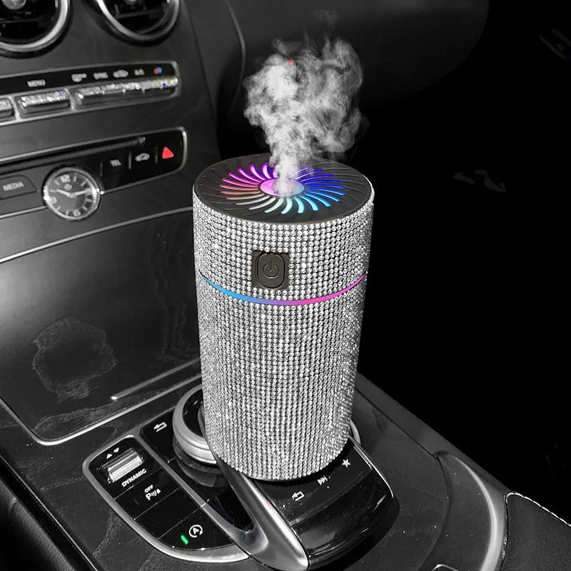 Car USB-powered humidifier with diamond-shaped water tank in seven colour options