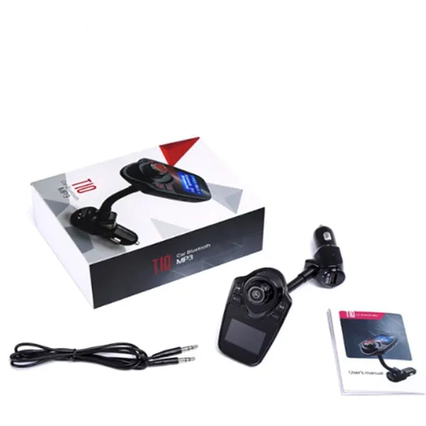 Black Bluetooth player with FM radio and microphone on a table