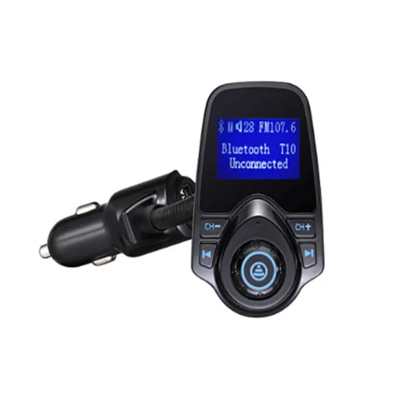 Black Bluetooth player with FM radio and microphone on a table